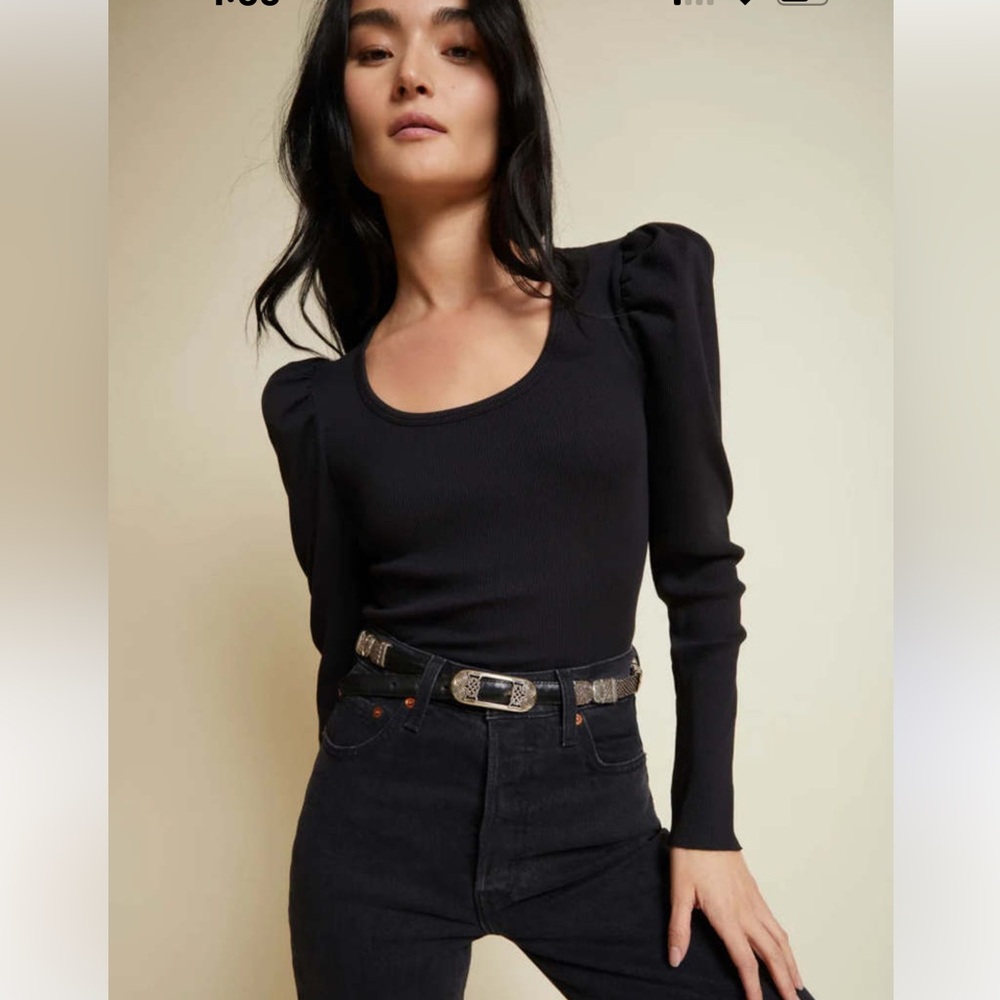 Nation LTD Black Puff Sleeve Top